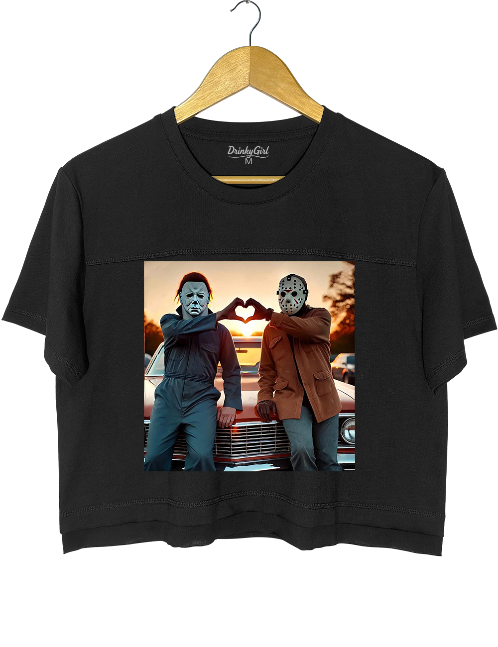 Jason and Michael Halloween Heart Hands Crop Top
