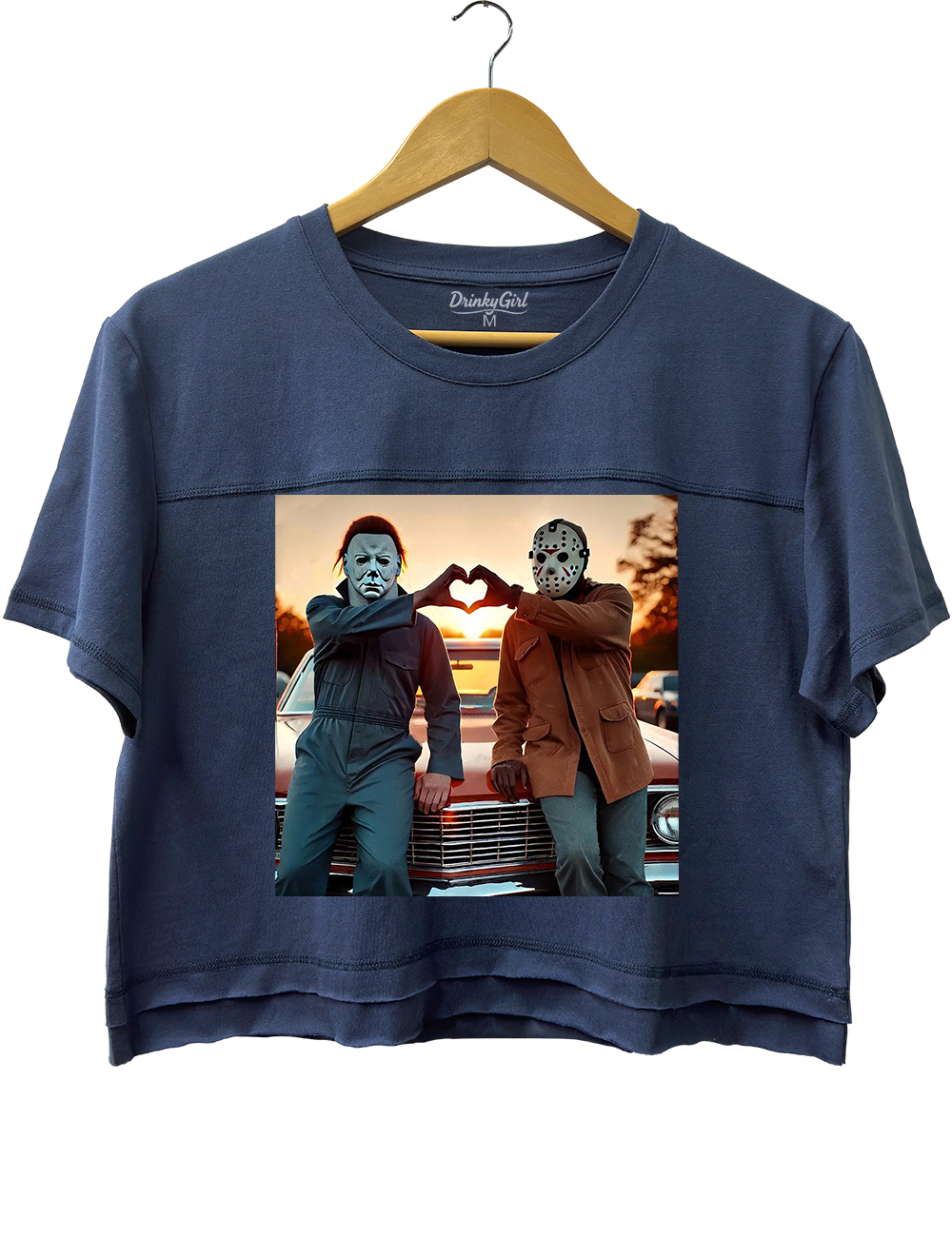Jason and Michael Halloween Heart Hands Crop Top