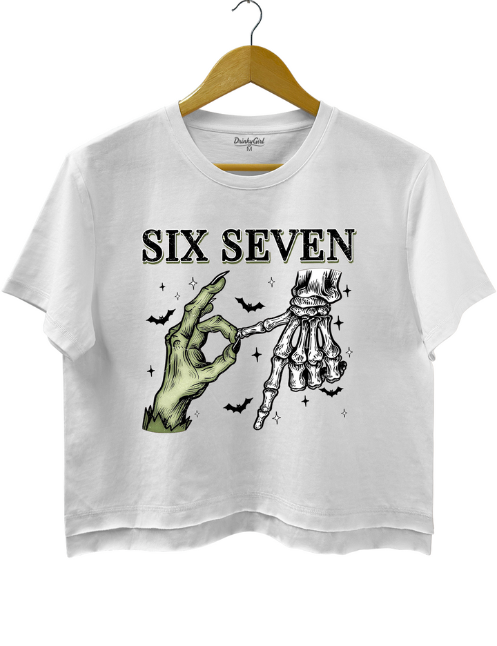 Six Seven 6 7 Meme Funny witch Skeleton Hands Tee