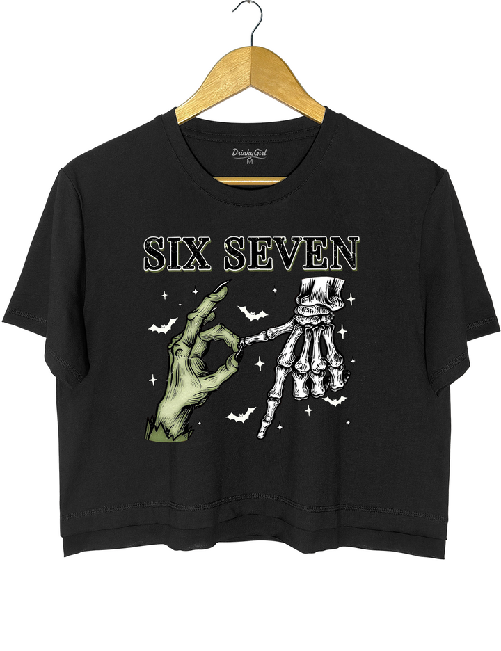 Six Seven 6 7 Meme Funny witch Skeleton Hands Tee