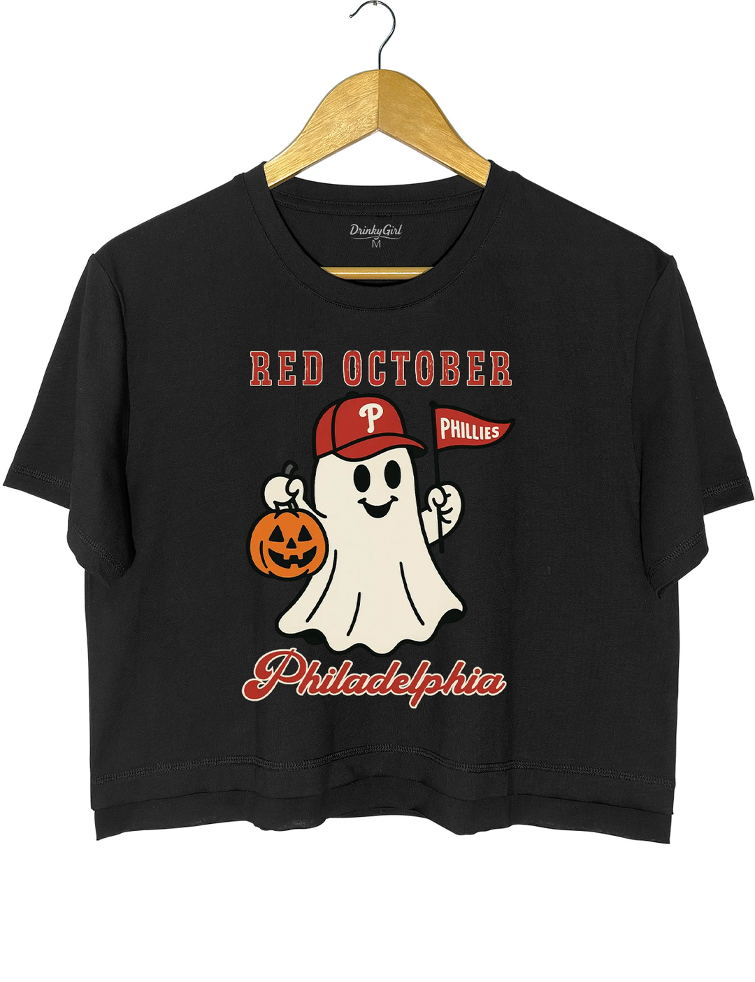 Red October Halloween Ghost Philadelphia Baseball Tee