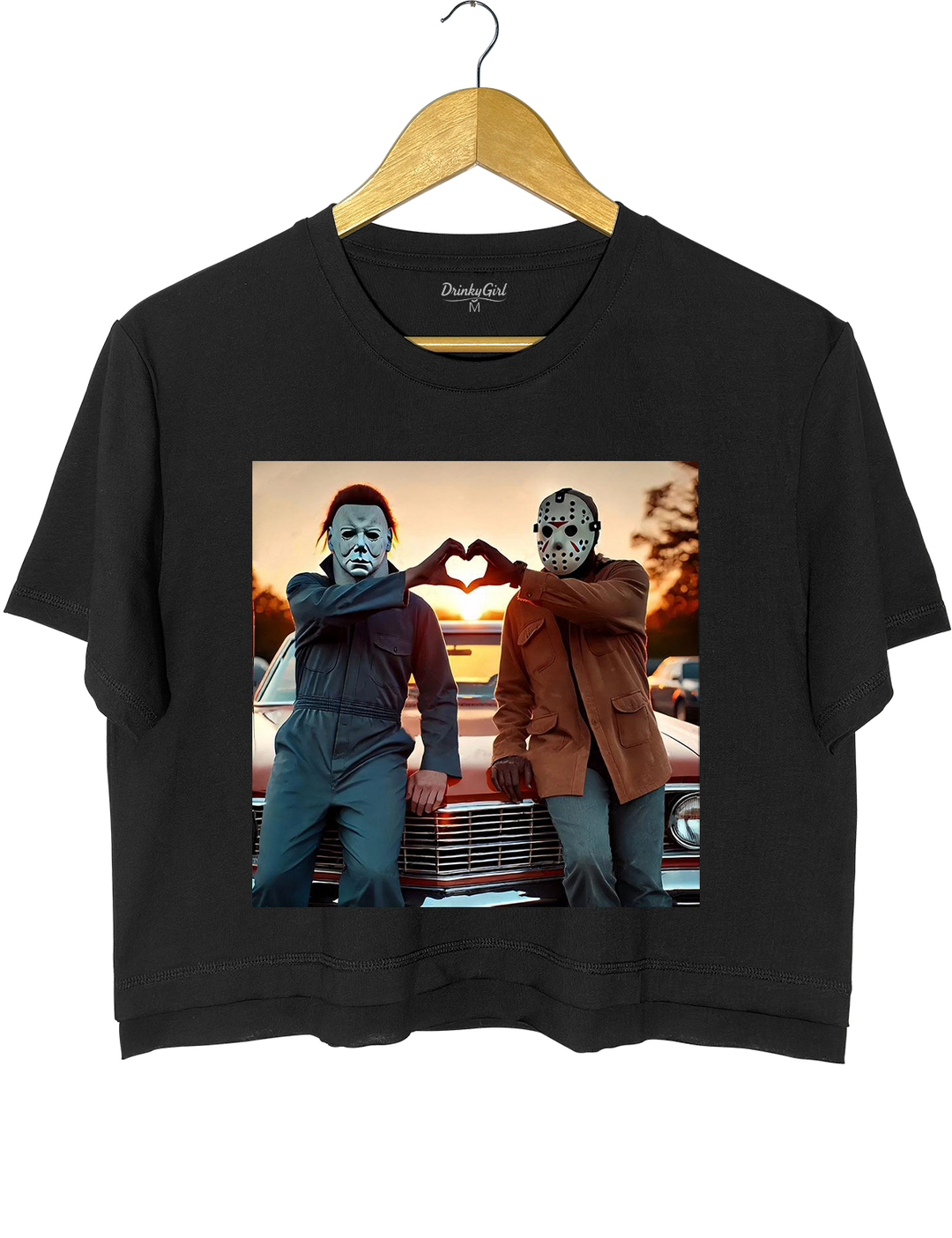 Jason and Michael Halloween Heart Hands Crop Top