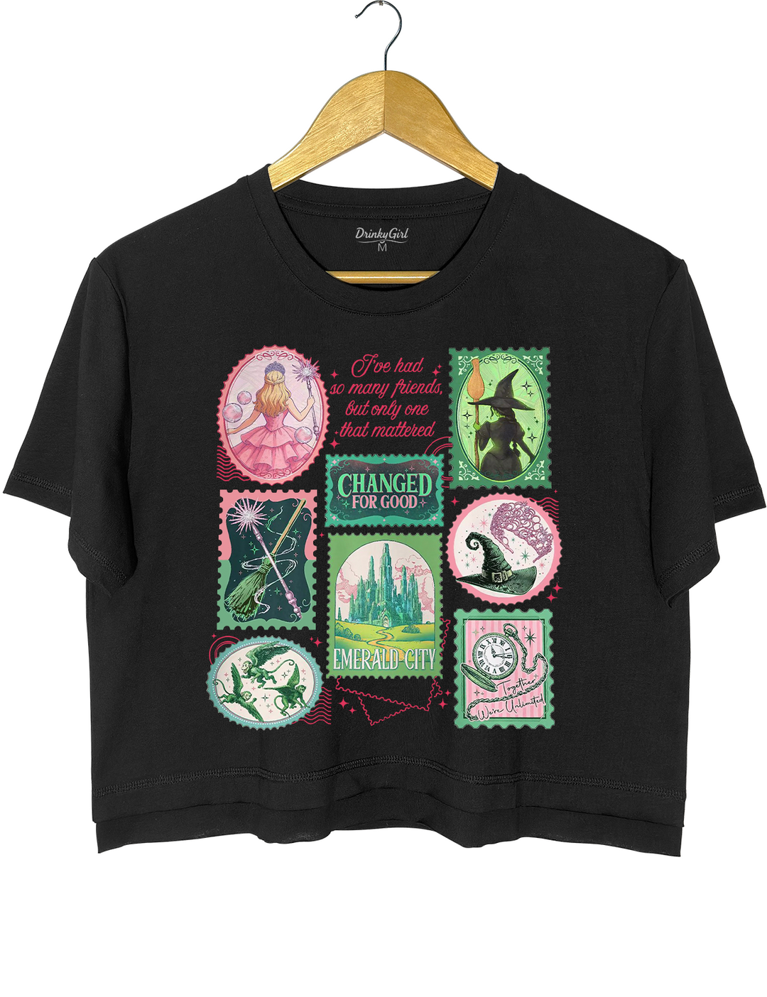 Wizard Defying Gravity Retro Pink Green Musical Tee