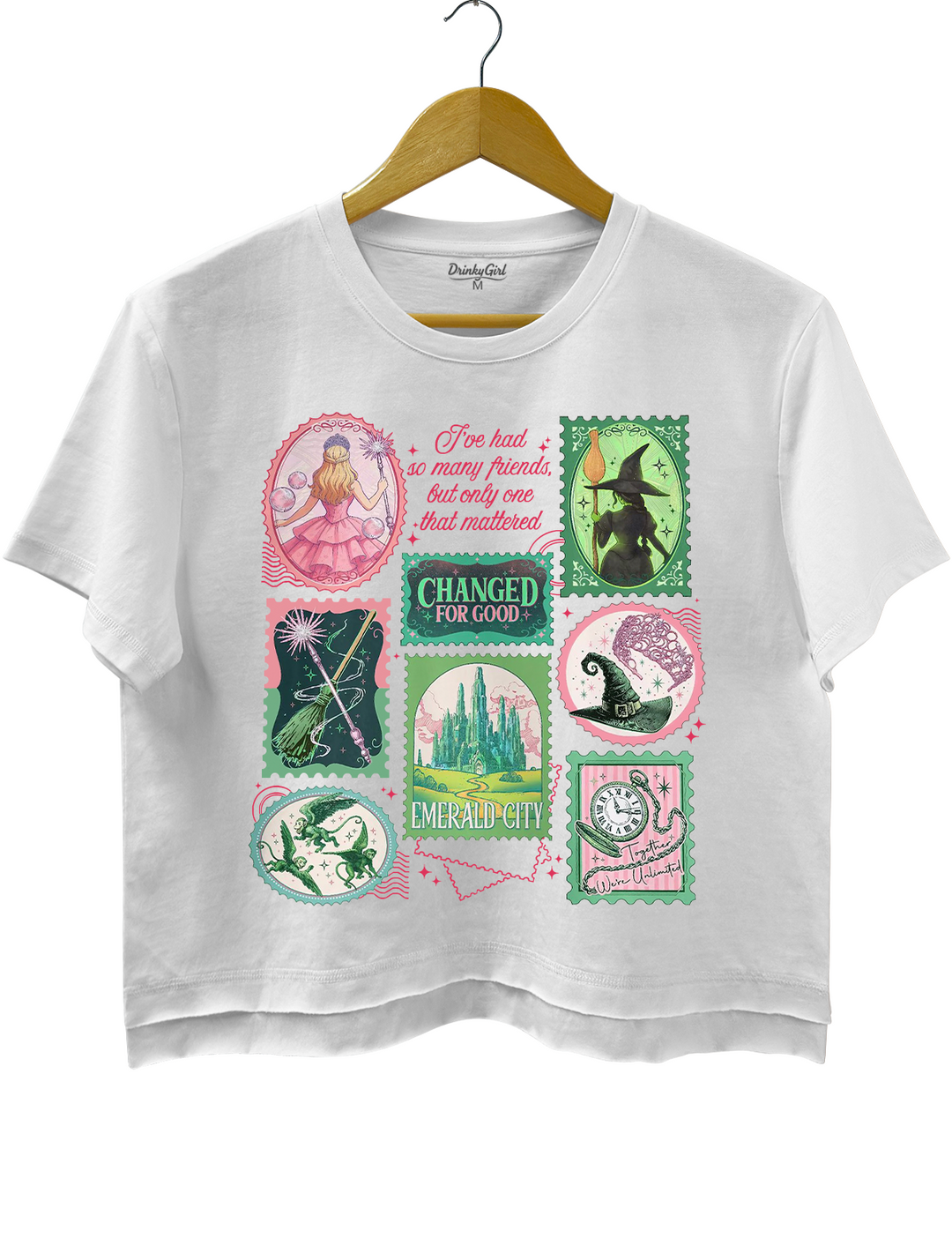 Wizard Defying Gravity Retro Pink Green Musical Tee