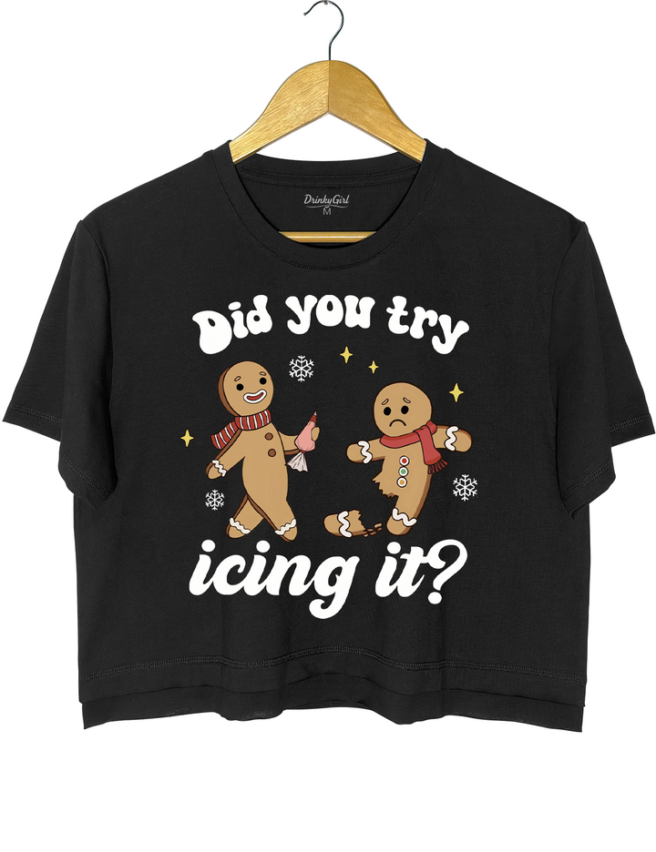 Try lcing it Funny Christmas Crop Top