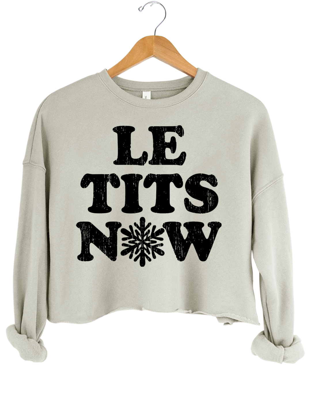 Le Tits Now Let It Snow Crop Sweatshirt - Gray
