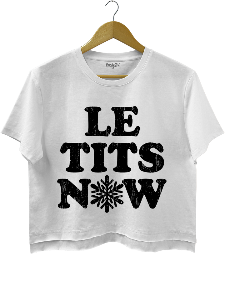 Le Tits Now Let It Snow Crop Top - White