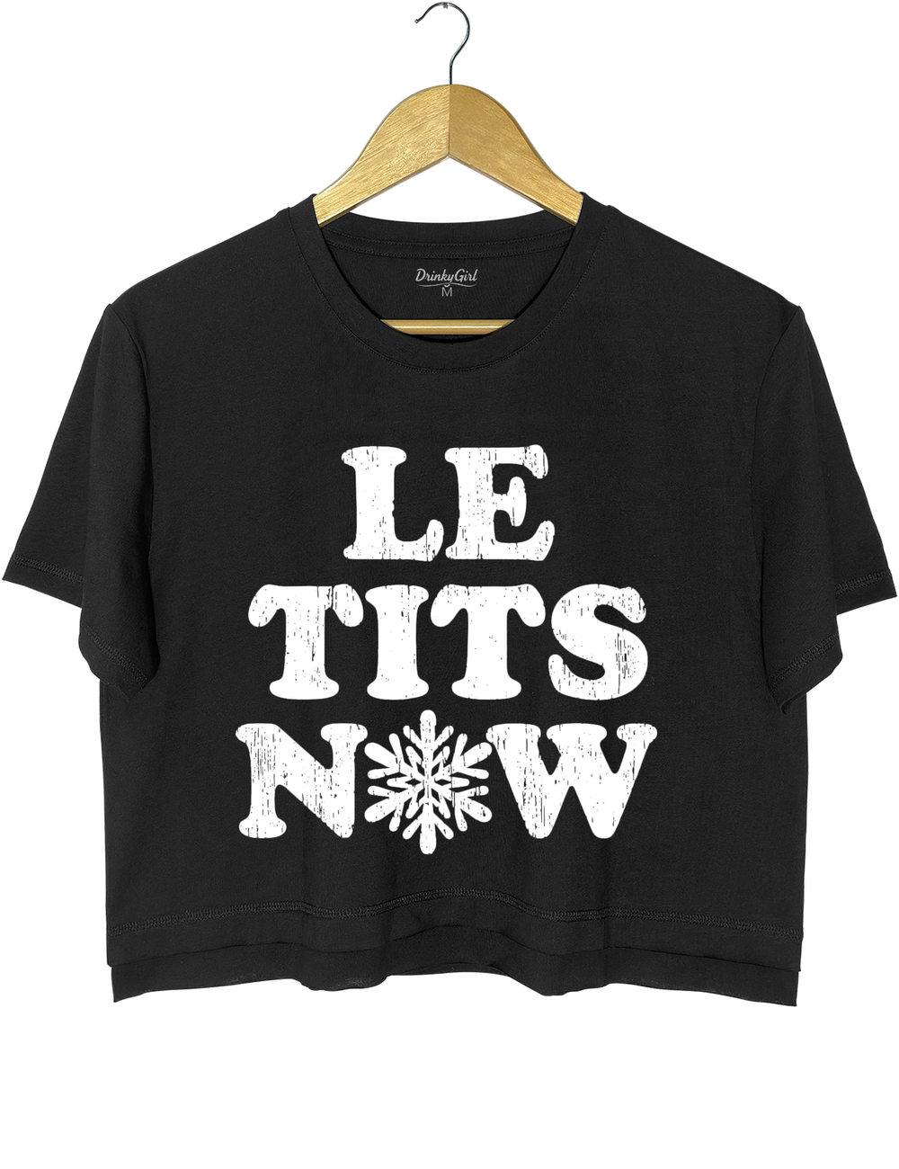 Le Tits Now Let It Snow Crop Top - Black