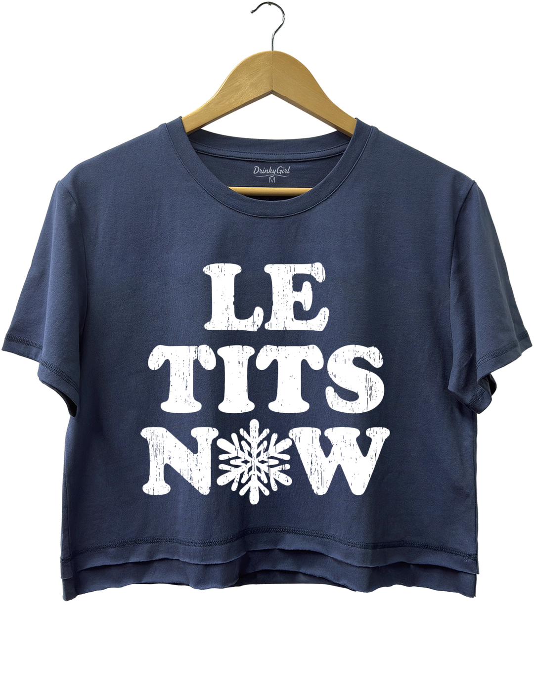 Le Tits Now Let It Snow Crop Top - Navy Blue