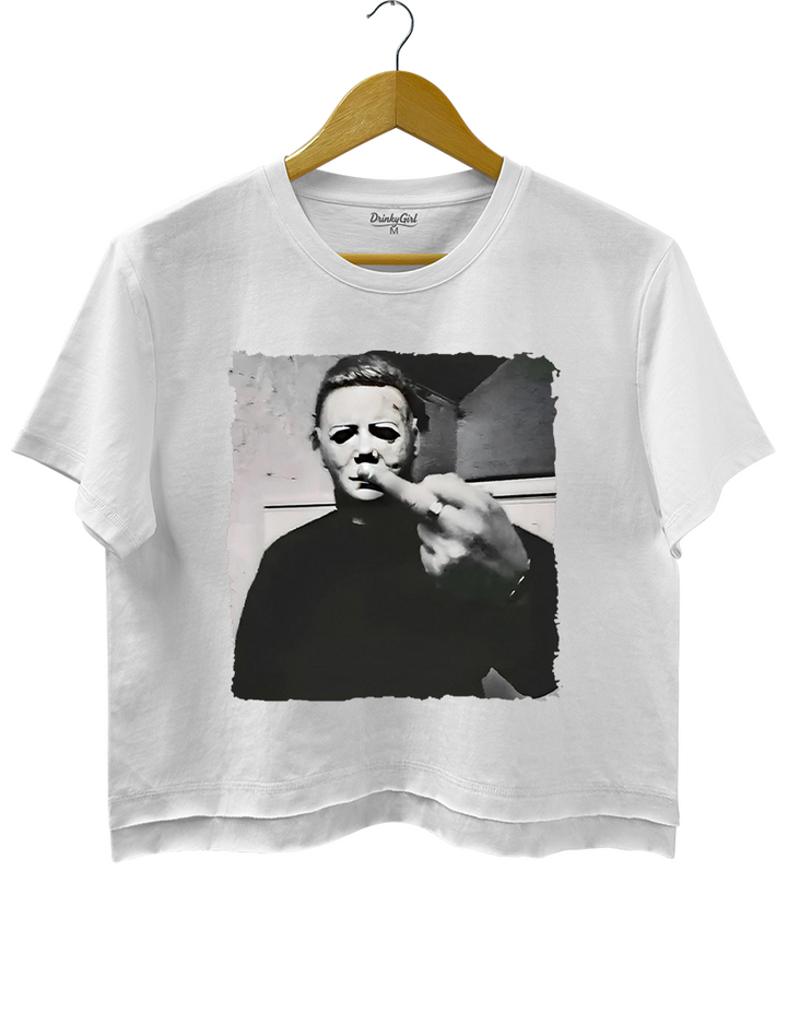 Michael Myers Middle Finger Crop Top