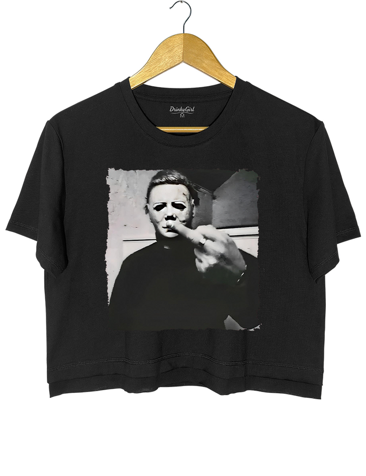 Michael Myers Middle Finger Crop Top