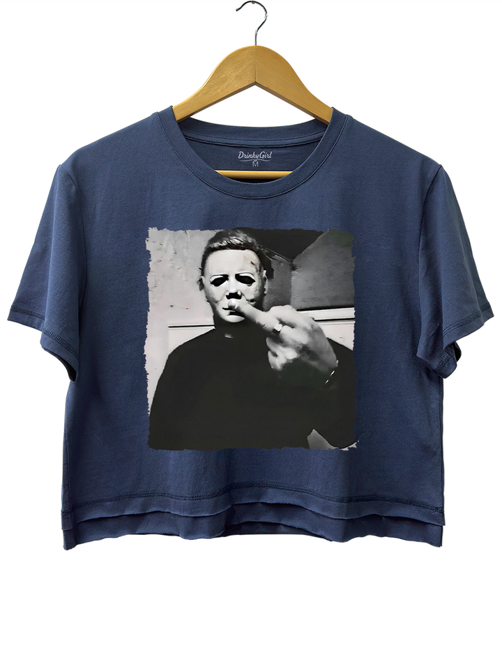 Michael Myers Middle Finger Crop Top