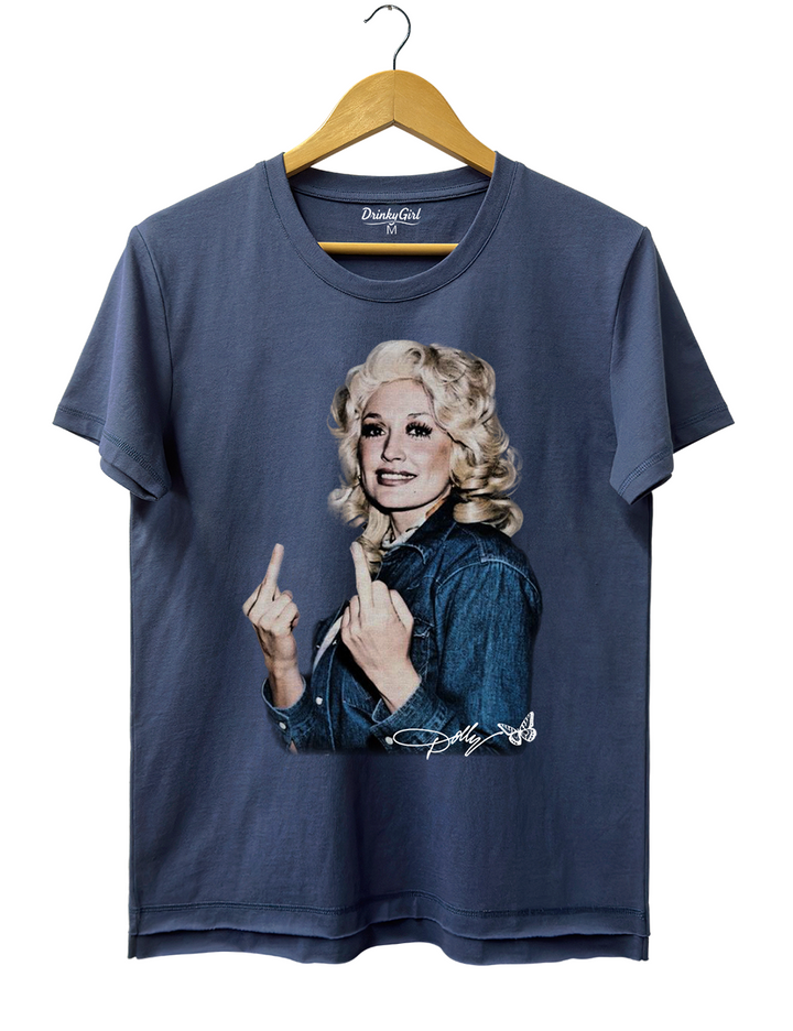 Vintage Dolly Parton Middle Finger Graphic Tee
