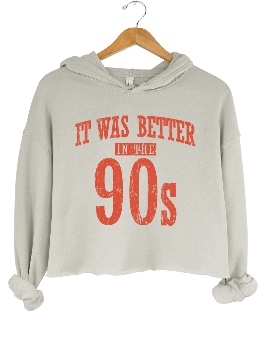 It Was Better In The 90s Crop Hoodie - Gray