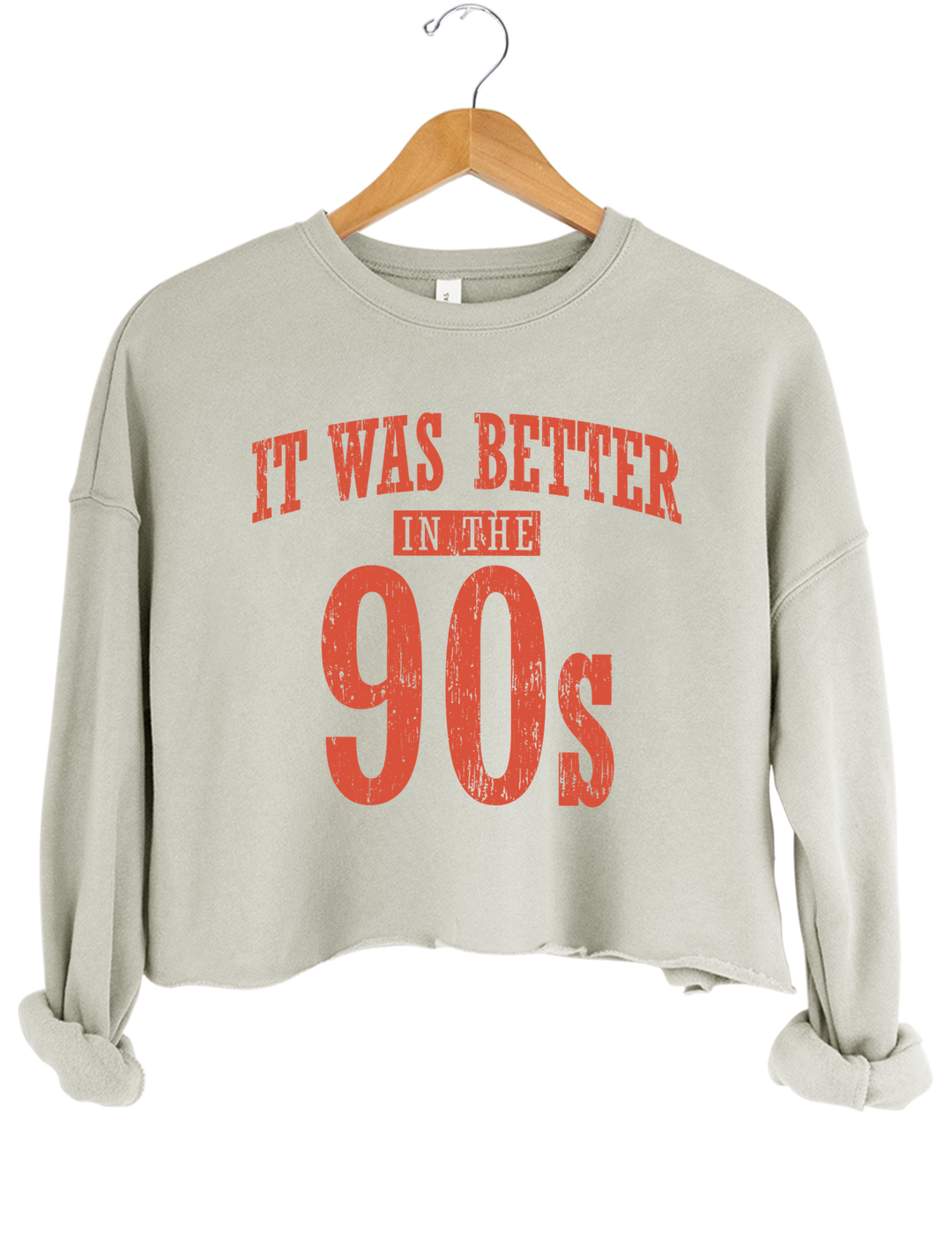 It Was Better In The 90s Crop Sweatshirt - Gray