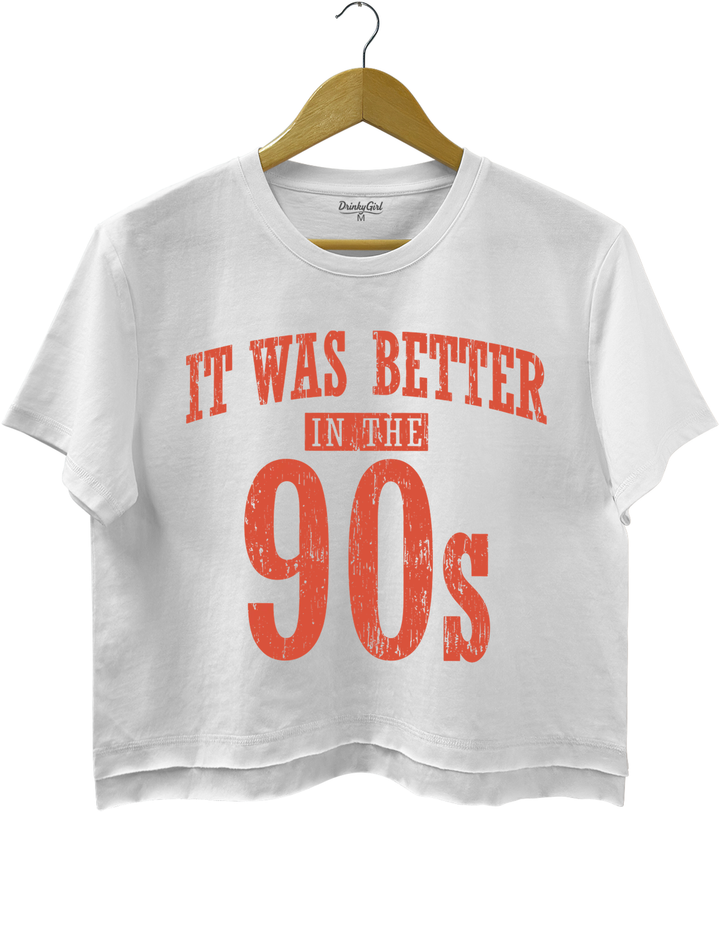 It Was Better In The 90s Crop Top - White