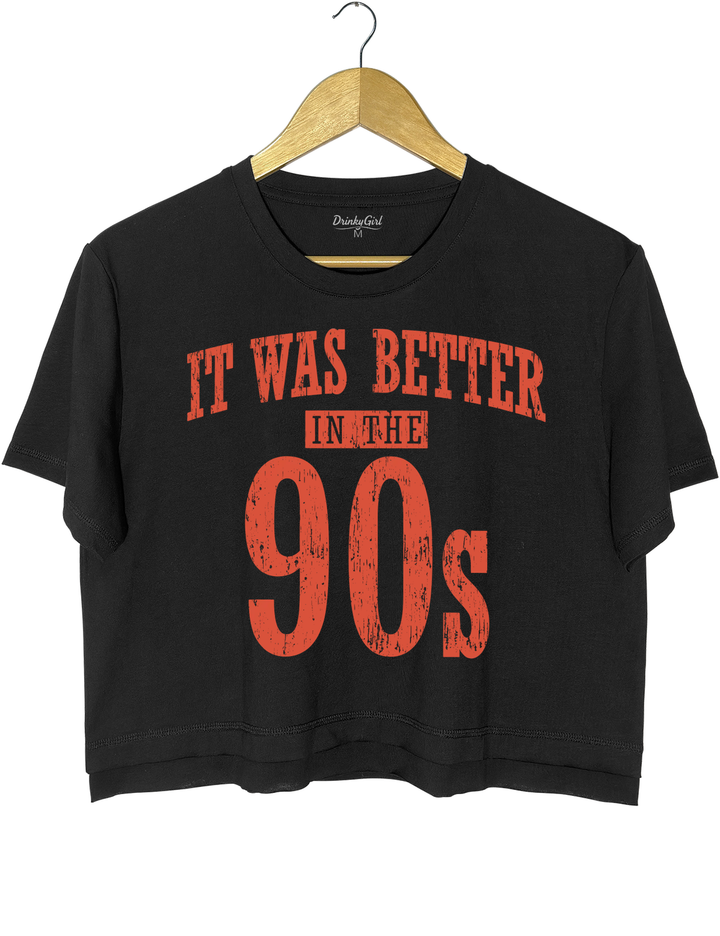 It Was Better In The 90s Crop Top - Black