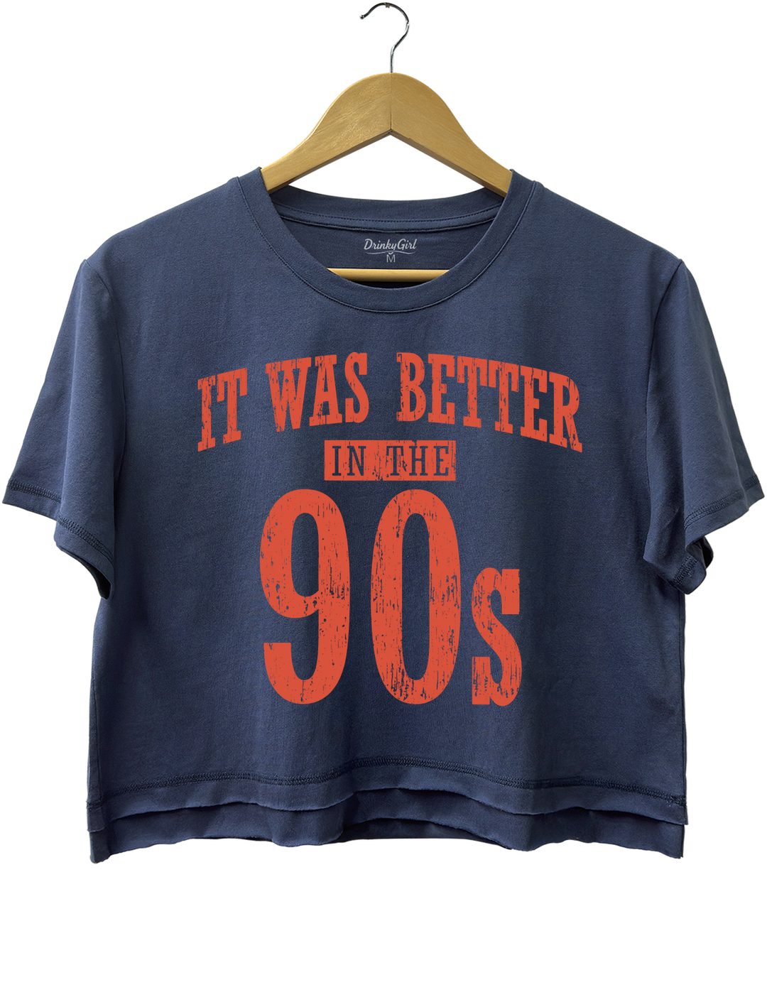 It Was Better In The 90s Crop Top - Navy Blue