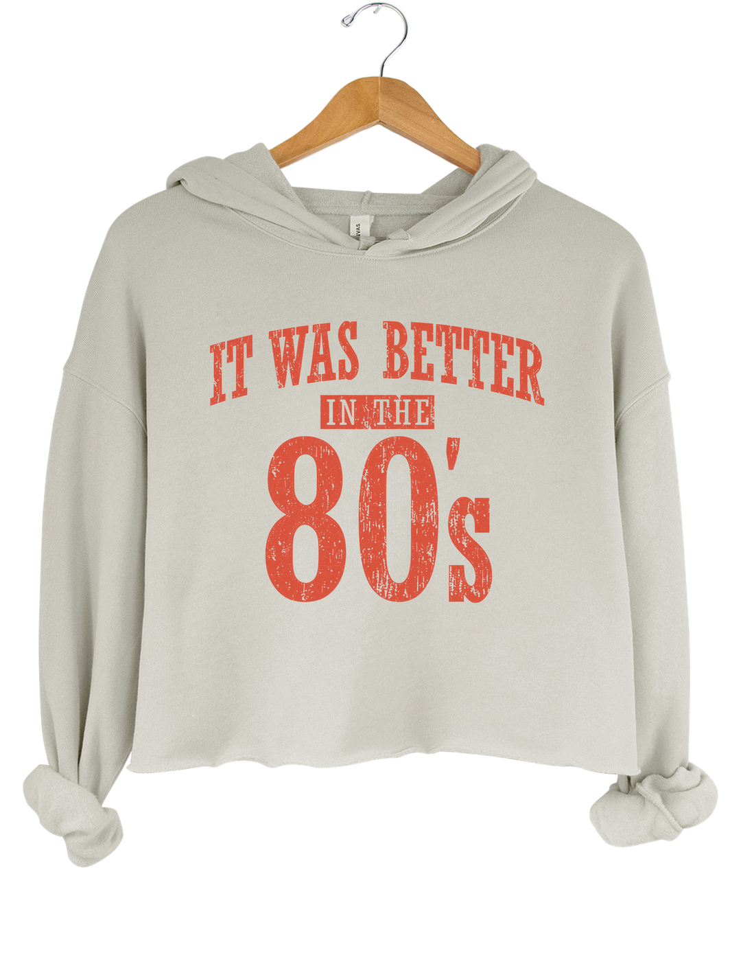 It Was Better In The 80s Crop Hoodie - Gray