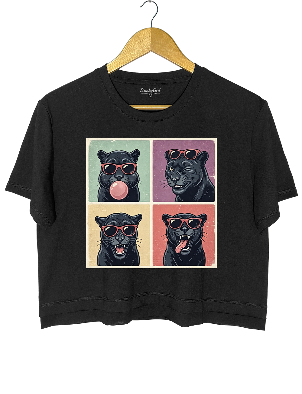 Funny Sunglasses Panther Photobooth Crop Top
