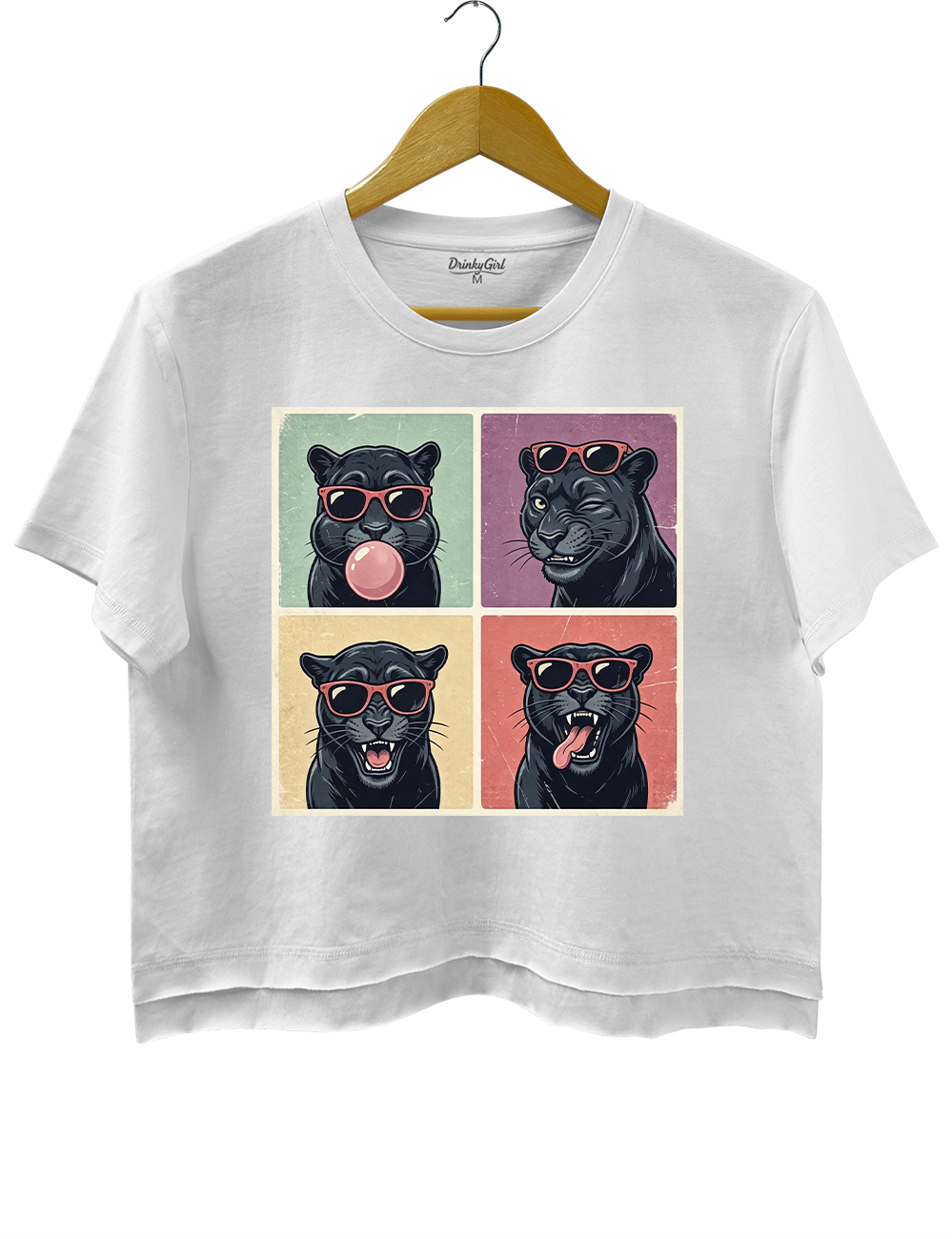 Funny Sunglasses Panther Photobooth Crop Top