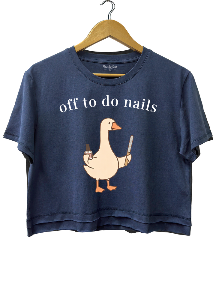 Funny Nail Tech Goose Crop Top