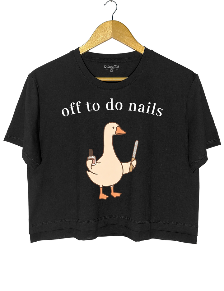 Funny Nail Tech Goose Crop Top