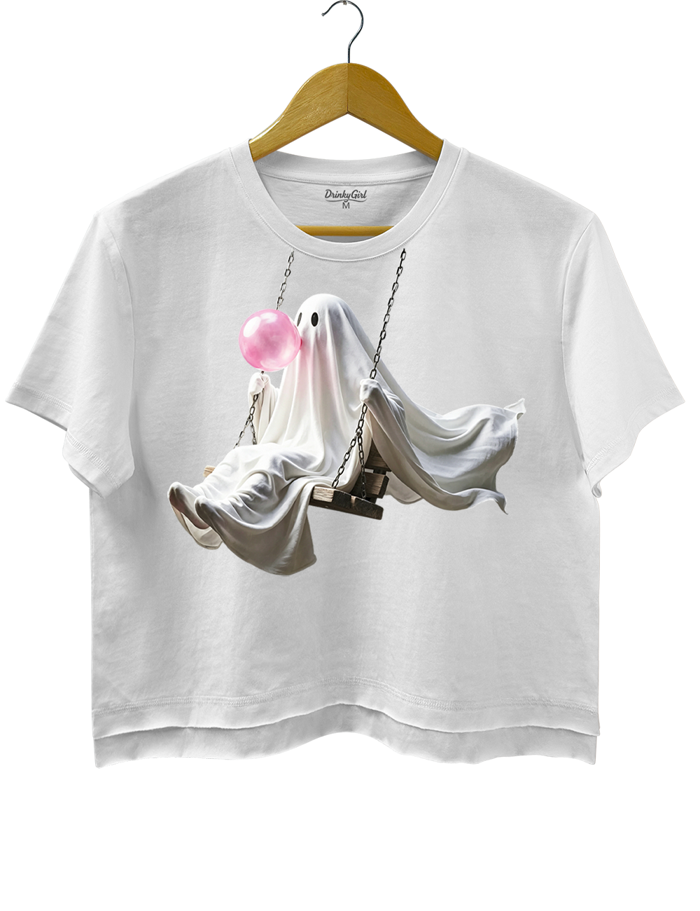 Bubble Gum Cute Ghost Crop Top