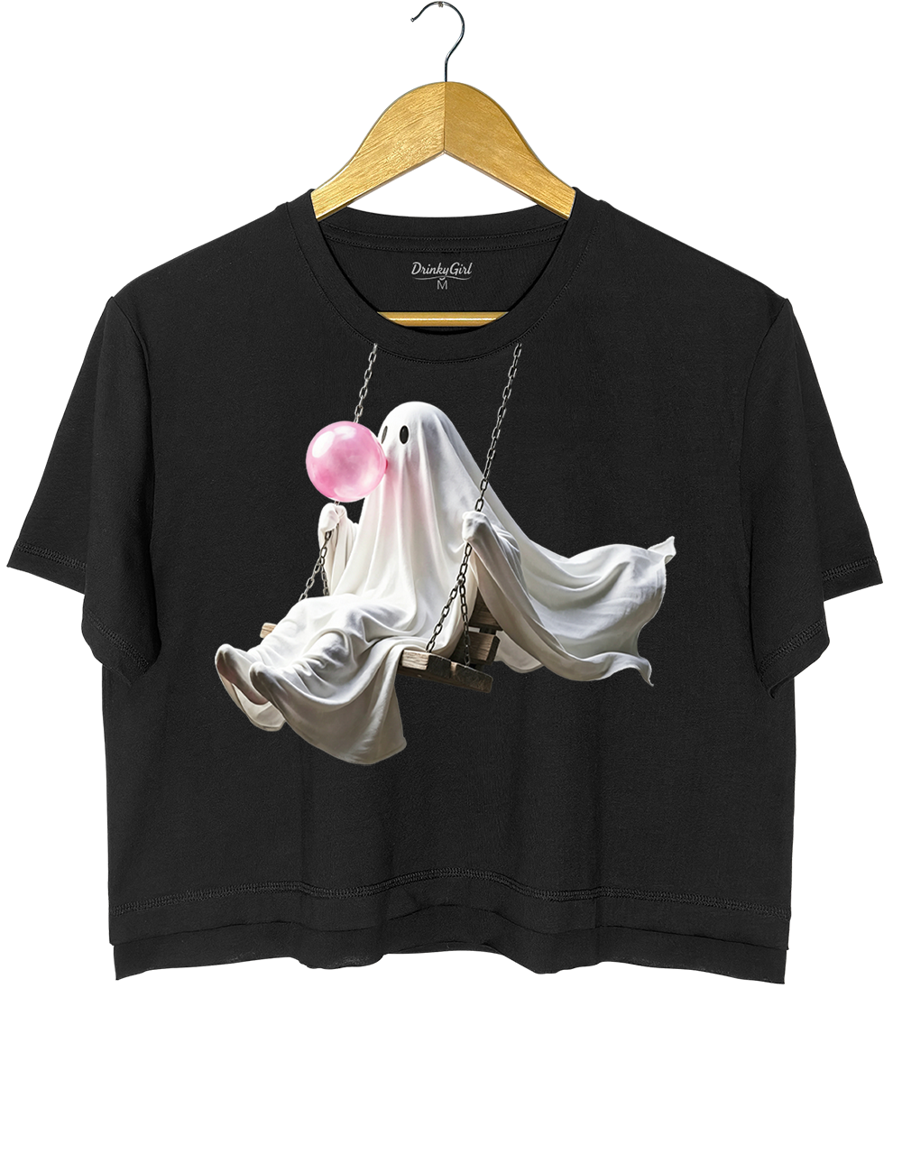 Bubble Gum Cute Ghost Crop Top