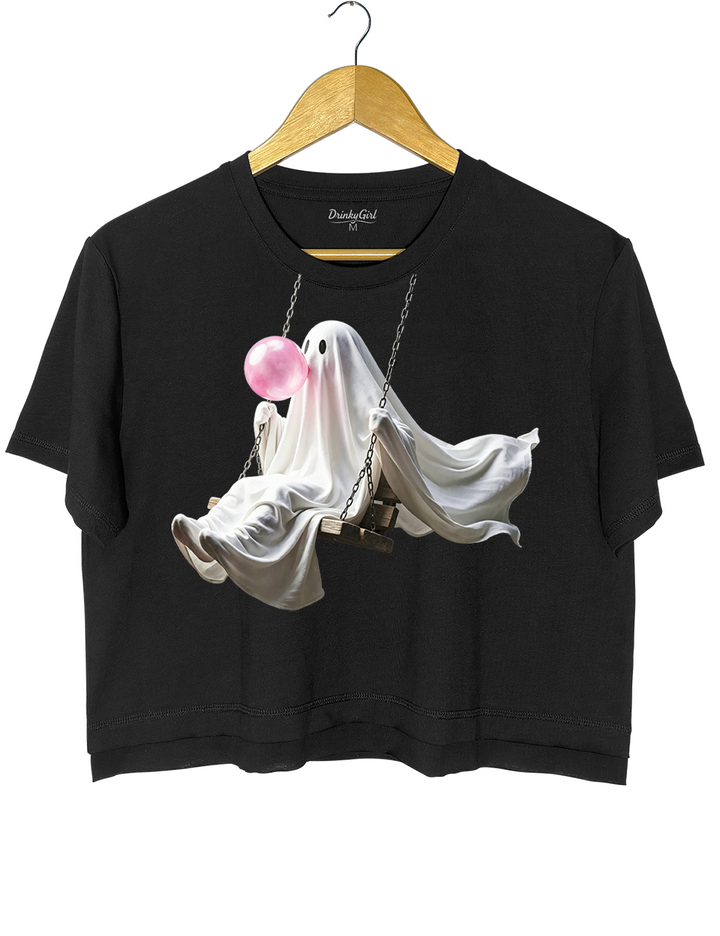 Bubble Gum Cute Ghost Crop Top