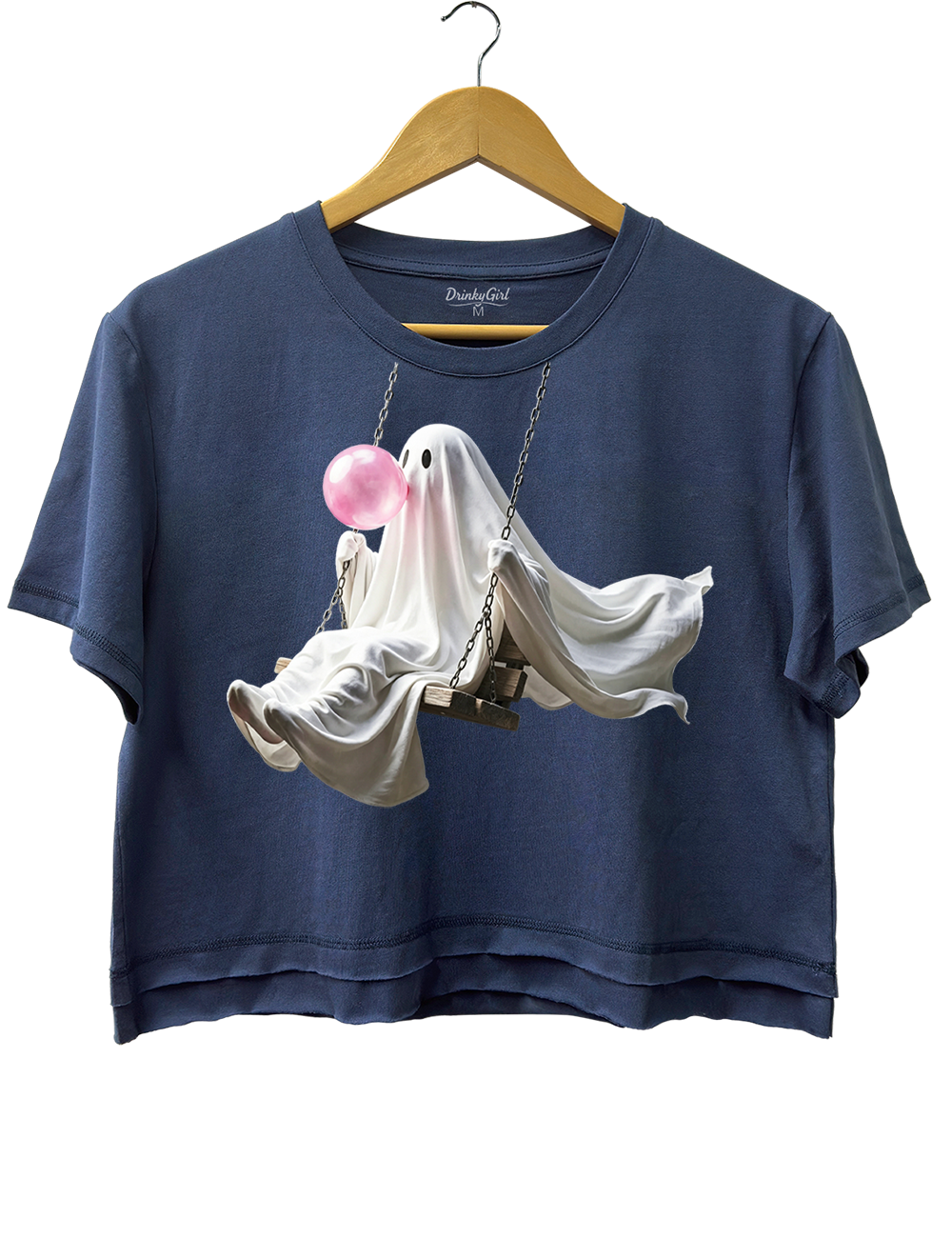 Bubble Gum Cute Ghost Crop Top