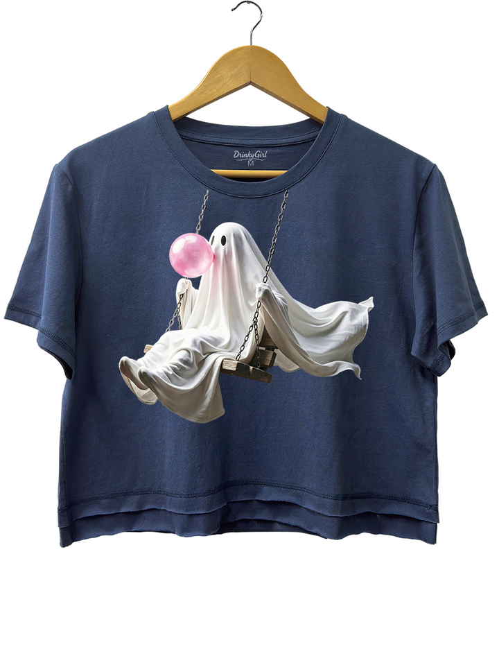 Bubble Gum Cute Ghost Crop Top