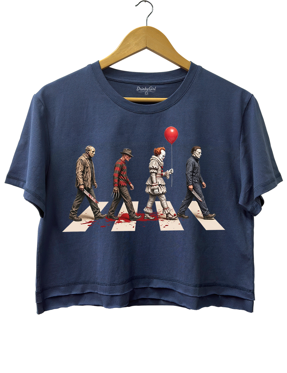 Vintage Horror Characters Abbey Road Crop Top