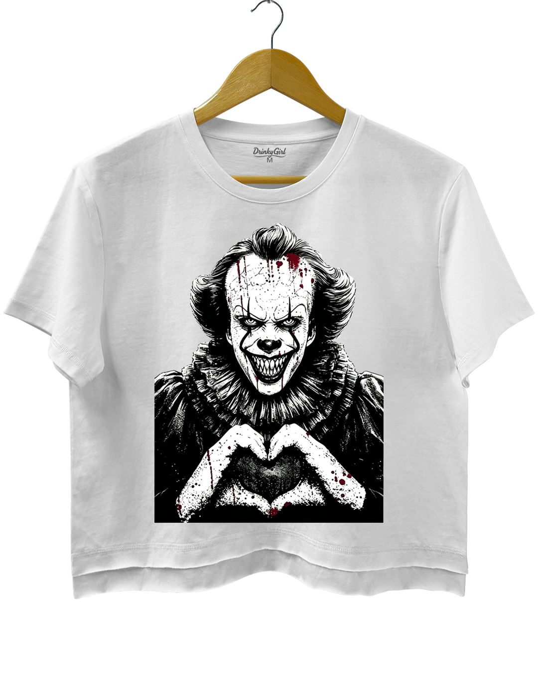 Halloween Characters Heart Hands Pennywise Crop Top