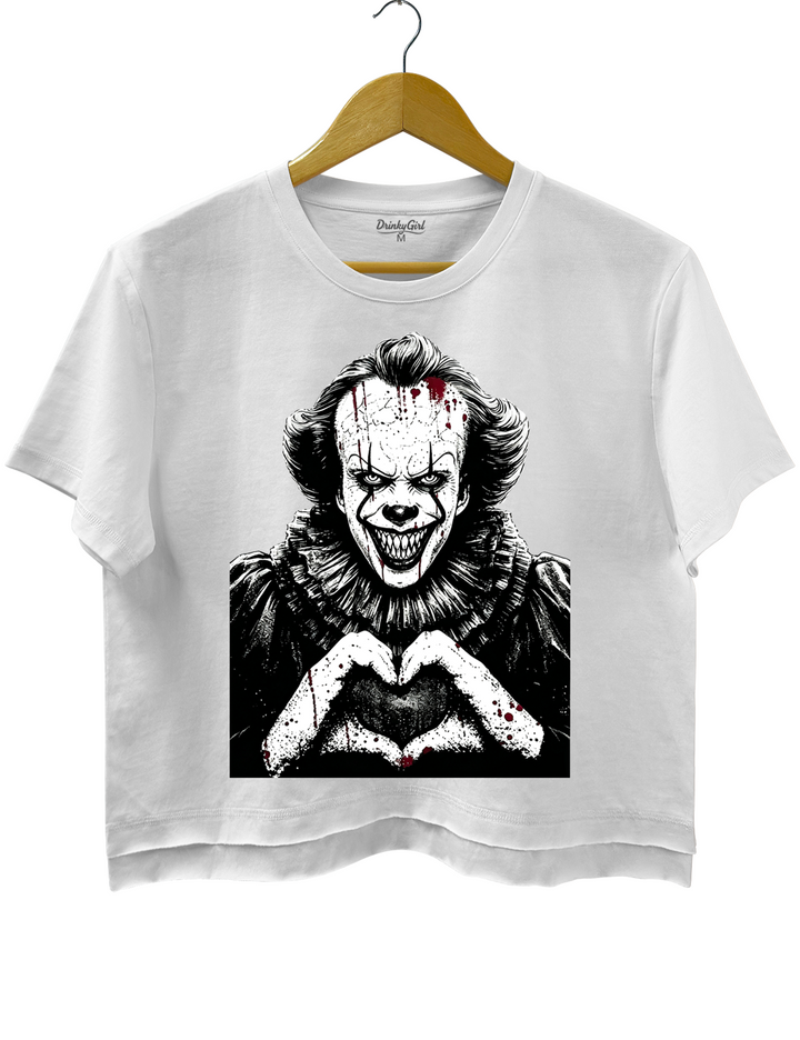 Halloween Characters Heart Hands Pennywise Crop Top