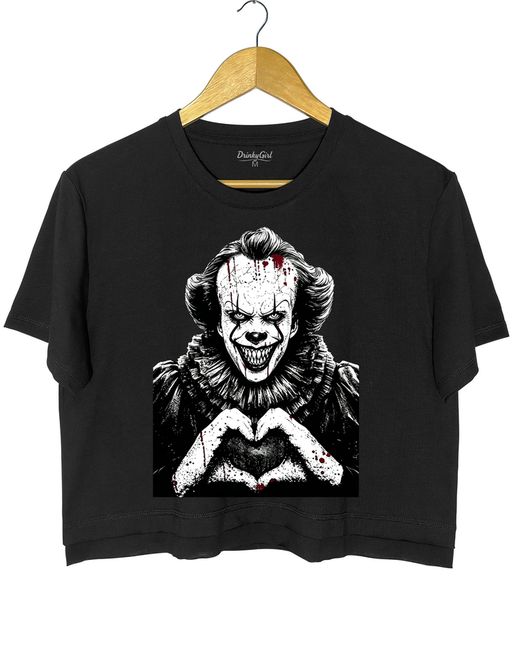 Halloween Characters Heart Hands Pennywise Crop Top