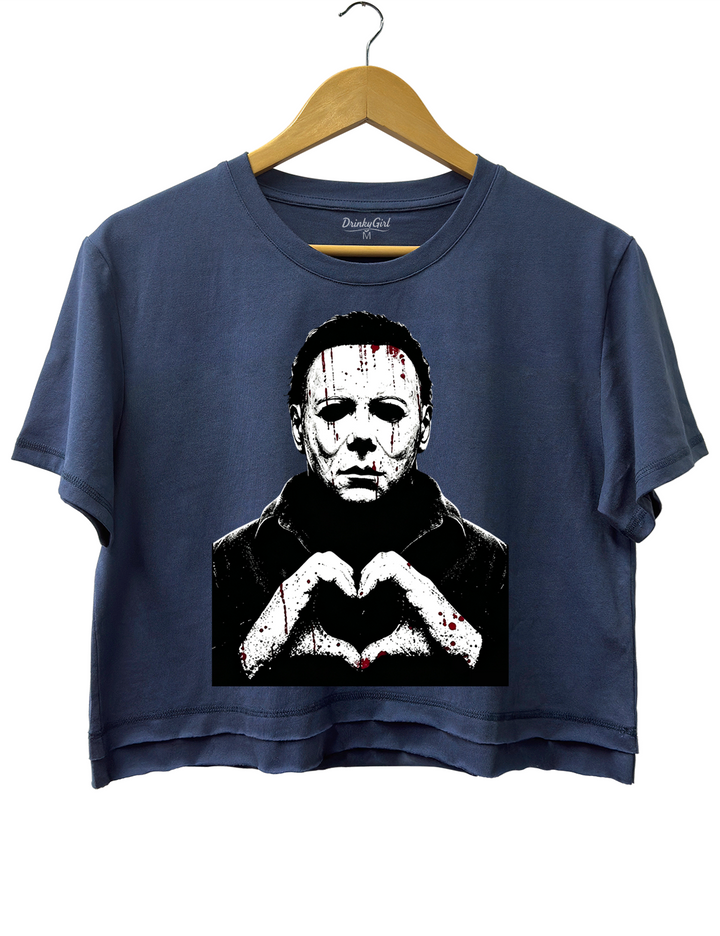 Halloween Characters Heart Hands Michael Crop Top