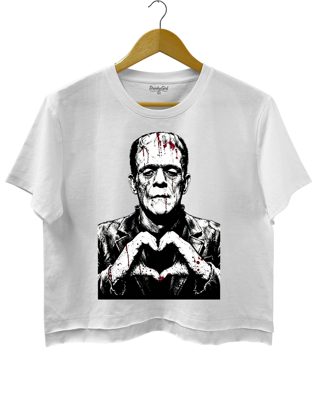 Halloween Characters Heart Hands Frankenstein Crop Top