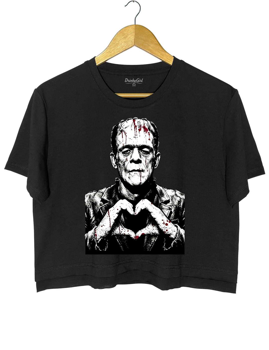 Halloween Characters Heart Hands Frankenstein Crop Top