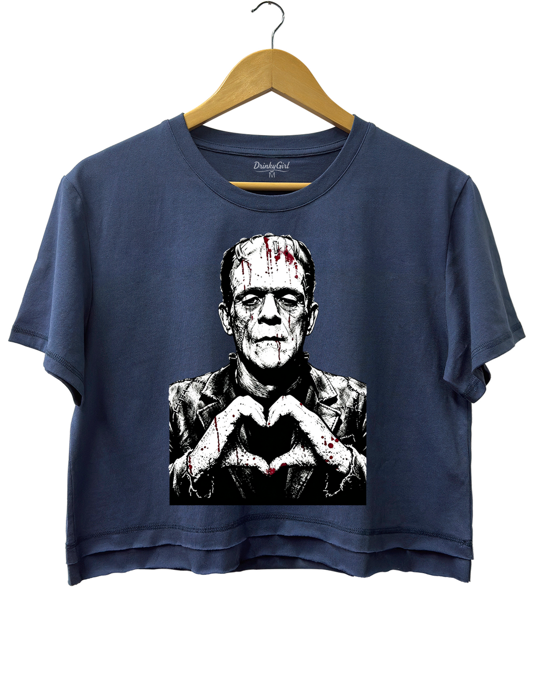 Halloween Characters Heart Hands Frankenstein Crop Top