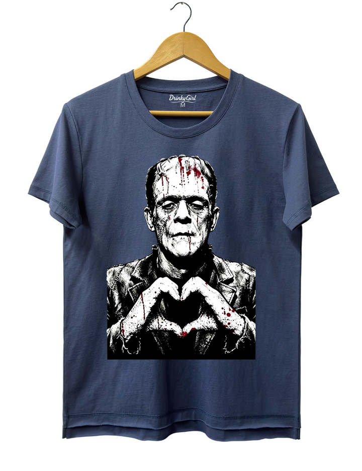 Halloween Characters Heart Hands Frankenstein Tee