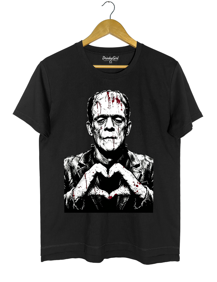 Halloween Characters Heart Hands Frankenstein Tee
