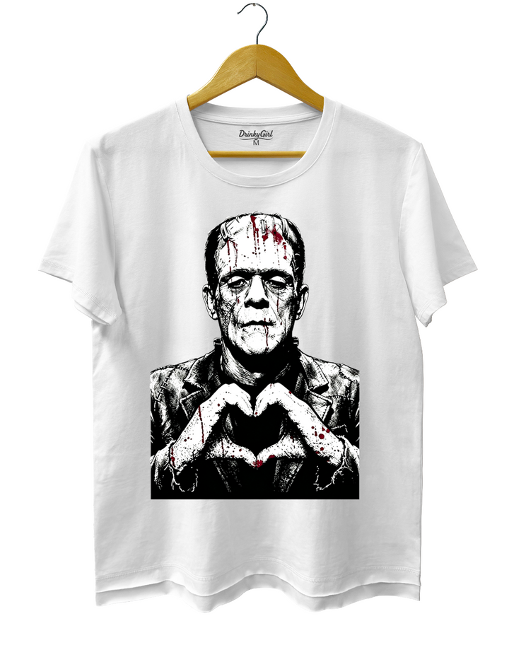 Halloween Characters Heart Hands Frankenstein Tee
