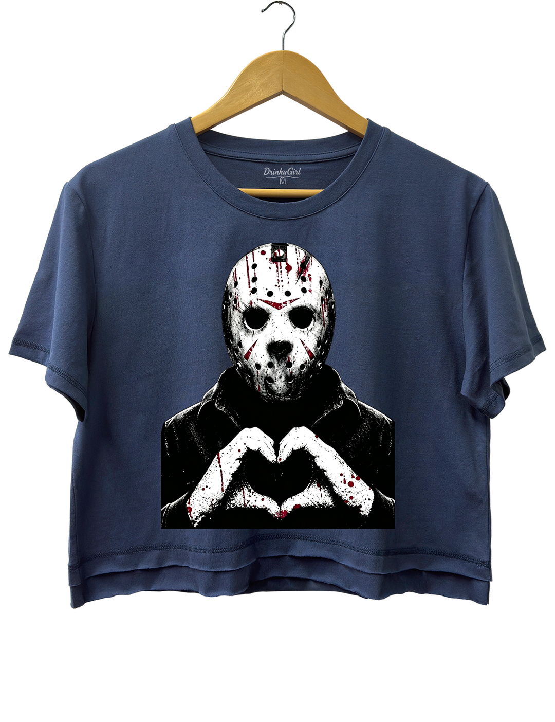 Halloween Characters Heart Hands Jason Crop Top
