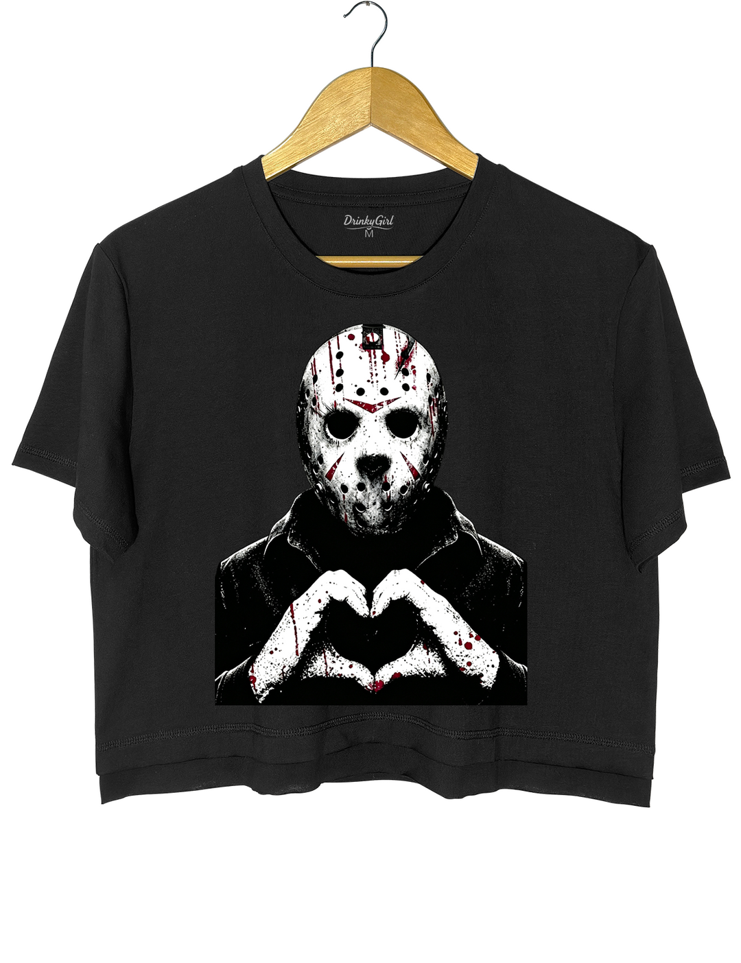 Halloween Characters Heart Hands Jason Crop Top