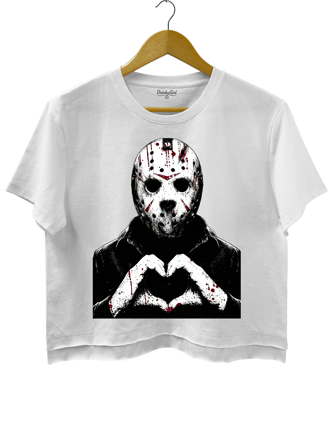 Halloween Characters Heart Hands Jason Crop Top