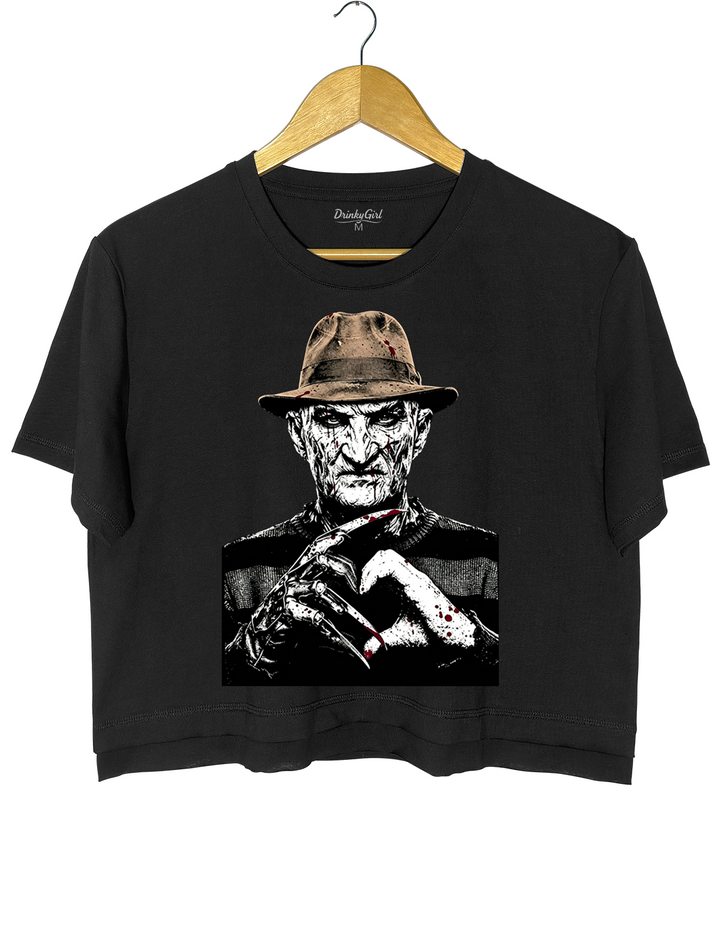 Halloween Characters Heart Hands Freddy Crop Top