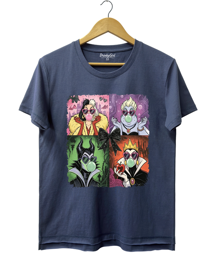 Retro Villains Halloween 90S Tee - Navy Blue