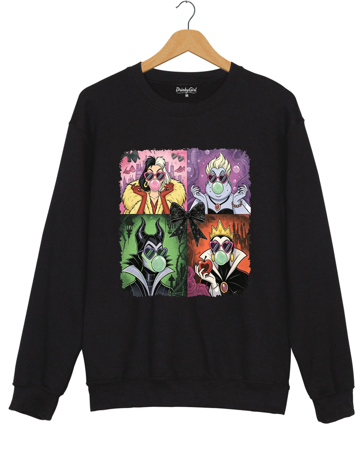 Retro Villains Halloween 90S Sweatshirt - Black