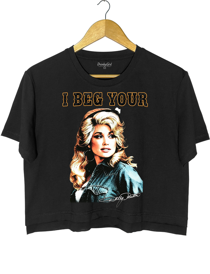 I Beg Your Parton Vintage Portrait Crop Top